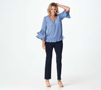 Haute Hippie Tribe 'Saidy' V-Neck Blouse with Ruffle Sleeve