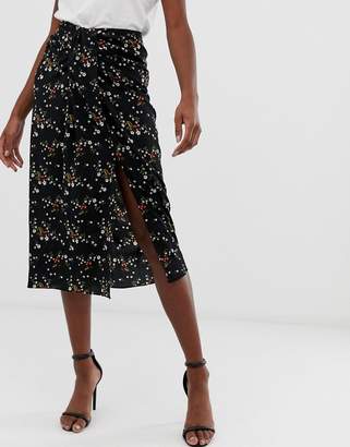 Fashion Union Tall midi skirt with split in vintage floral