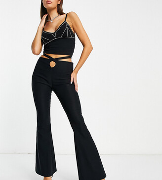 COLLUSION slinky flare trousers in black