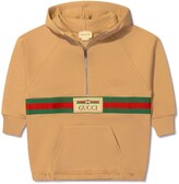 Thumbnail for your product : Gucci Children Web stripe cotton hoodie