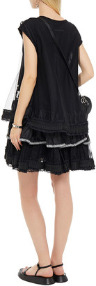 MM6 MAISON MARGIELA Layered Embellished Tulle, Satin, Chantilly Lace And Printed Cotton-jersey Mini Dress