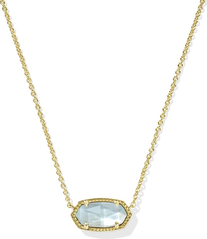Kendra Scott Elisa Gold Pendant Necklace in Light Blue Illusion | Clear Glass
