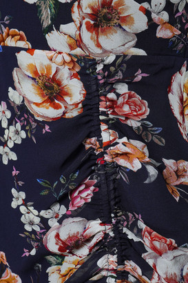 Nicholas Asymmetric Ruched Floral-print Silk-georgette Midi Dress