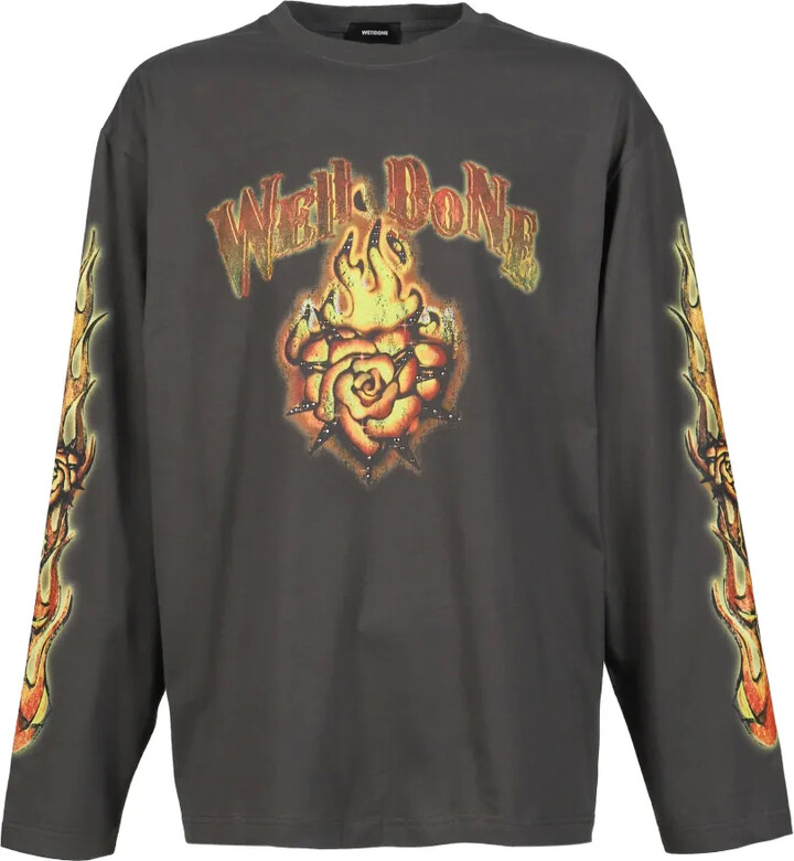 we11done flame-graphic T-shirt
