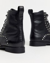 Thumbnail for your product : Simply Be Wide Fit Simply Be tanya wide fit leather studded biker boot in black