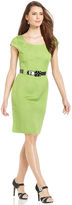 Thumbnail for your product : Tahari by Arthur S. Levine Tahari by ASL Linen-Blend Belted Sheath Dress