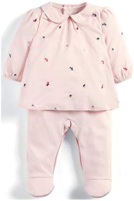 Mamas and Papas Baby Girls Embroidered Mock All In One