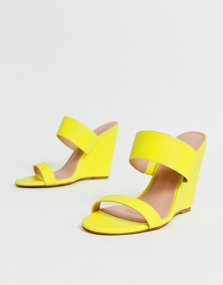 Public Desire Lena neon yellow wedge sandals