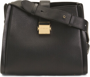 TJMAXX Leather Sloane Street Medium Ziptop Crossbody, Leather/Gold