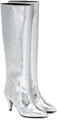silver boots knee high