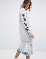 Thumbnail for your product : House of Holland Long Sleeve Hoodie With Gothic Printed Sleeves