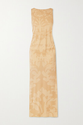 IOANNES Carrie Ruched Printed Stretch-jersey Maxi Dress - Neutrals