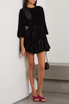 Thumbnail for your product : Rhode Resort Ella Belted Velour Mini Dress - Black