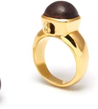The Branch Jewellery 18ct Gold Plated Domed Rosewood Stone Ring Set- Size M