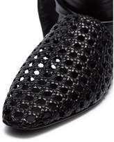 Thumbnail for your product : Jil Sander flat woven leather ankle tie pumps