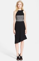 Thumbnail for your product : L'Agence Bouclé Stripe Asymmetrical Wool Dress