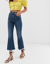 Thumbnail for your product : Stradivarius mid authentic cropped kickflare jeans in blue