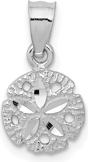 Black Bow Jewelry Co. BlackBowJewelry14kWhiteGoldSmallDiamondCutSandDollarPendant,8mm(5/16Inch)