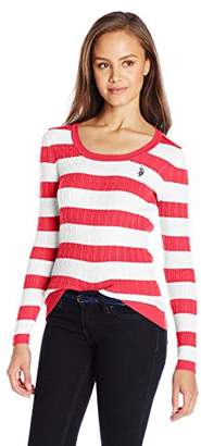 U.S. Polo Assn. Juniors' Striped Cable-Knit Scoop-Neck Pullover