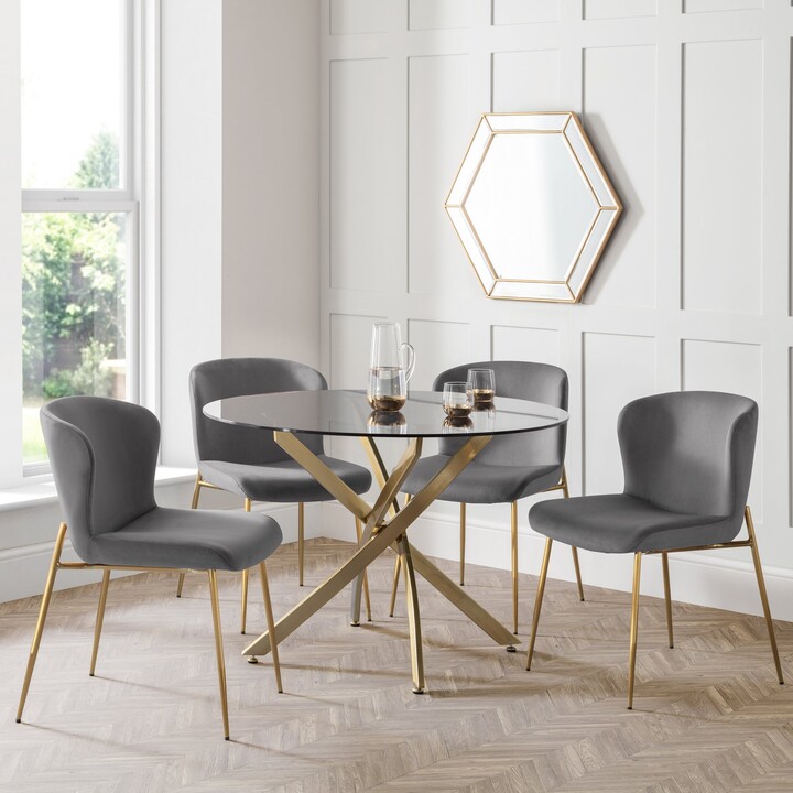 Dunelm Montero Round Glass Dining Set with 4 Harper Chairs Grey ShopStyle
