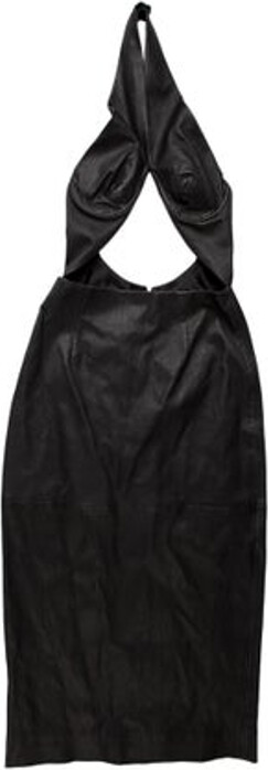 LaQuan Smith Lambskin Evening Gown Black Strapless Concealed Zip Closure at Back