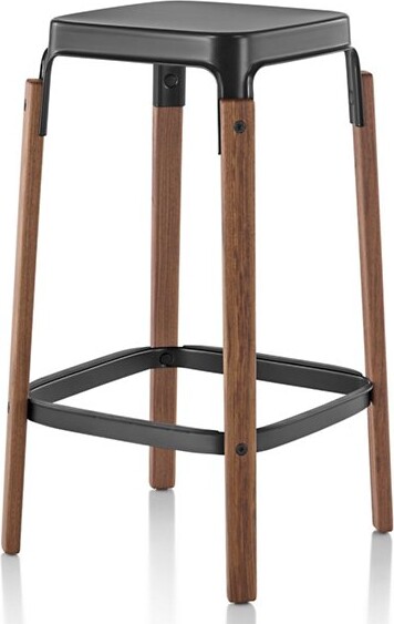 Magis Steelwood Stool in Black, Size: Medium Height