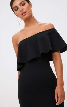 PrettyLittleThing Black One Shoulder Midi Dress