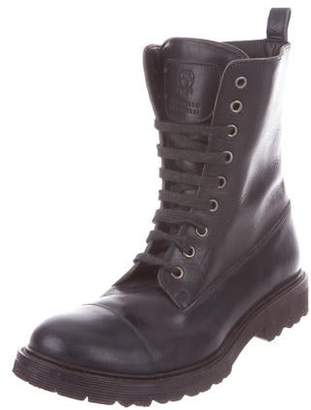 Brunello Cucinelli Leather Combat Boots