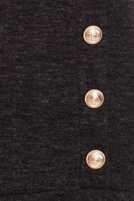 Quiz Grey Knit Button Detail Frill Tunic Dress