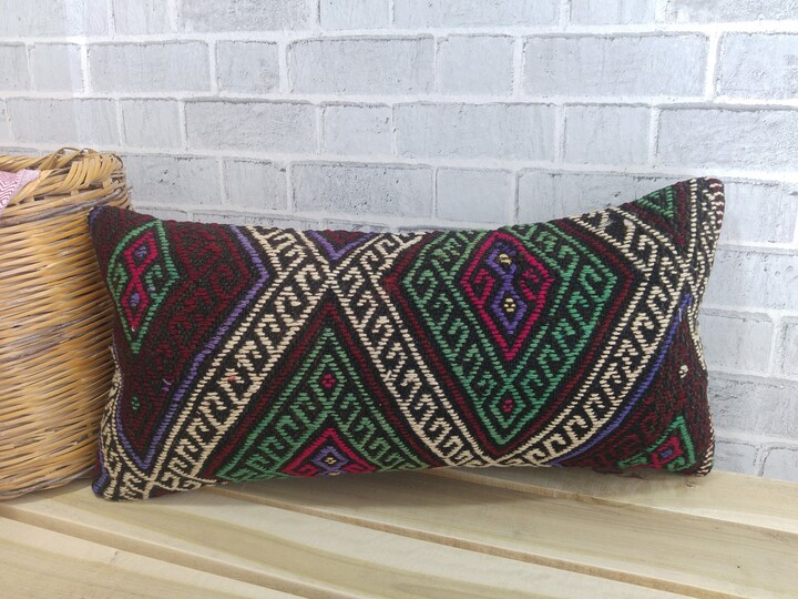 12 X 24 Throw Pillow, Kilim Turkish Cover, Handmade Couch Sofa Cushion Kilim, Cover Pillow, 429