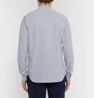 Folk Slim-Fit Grandad-Collar Striped Cotton Shirt