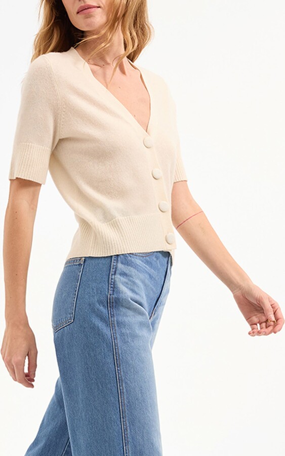 Veronica Beard Solene Short Sleeve Cashmere Cardigan