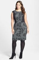 Thumbnail for your product : Adrianna Papell Lace Detail Cap Sleeve Sheath Dress (Plus Size) (Online Only)