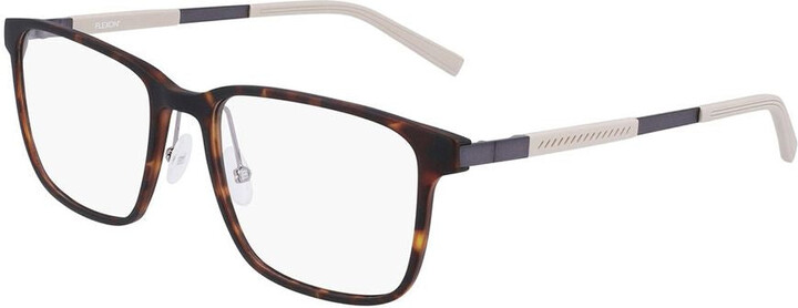 Flexon 11Jz4Bt0A Rectangular Brown Eyeglasses With Rubber-Coated Temples