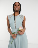 Thumbnail for your product : TFNC bridesmaid lace insert plunge front maxi dress in sage