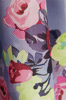 Thumbnail for your product : Carven Rose-print basketweave silk midi skirt