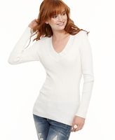 Thumbnail for your product : It's Our Time Sweater, V-Neck Long Sleeve Ribbed Knit Top