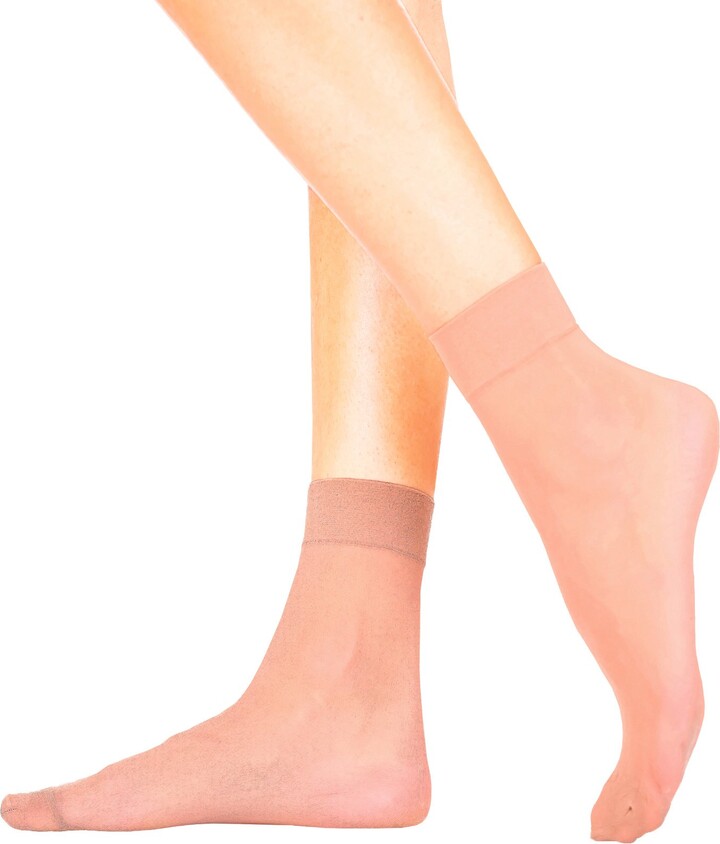 Lady Sofia 4 Pairs CARRIE Sheer Ankle Pop Socks 20 Denier Anklets for Women (Beige) ShopStyle