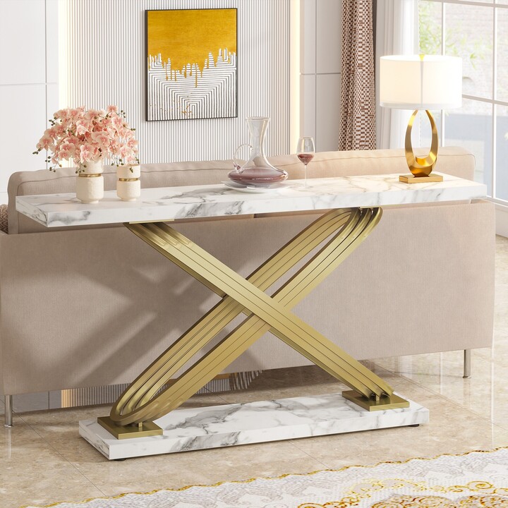 Faux Modern Marble Console Table