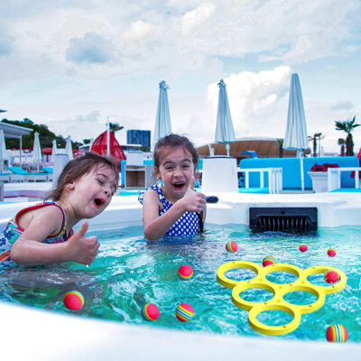 LinsCraft Pool Game With Score, Combo Foam Pool Floats With 10 Tossing Balls, Toss Game Swimming Party Toys Accessories For Family Par, Dive Rings(Triangle)