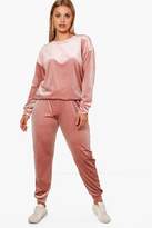 Thumbnail for your product : boohoo Plus Velvet Top And Sweat Pants