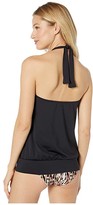 Thumbnail for your product : MICHAEL Michael Kors Iconic Solids Blouson Halter Tankini Top (Black) Women's Swimwear