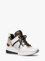 georgie faux leather wedge trainers