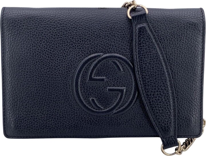 Gucci Black Leather Gg Soho Woc Small Crossbody Messenger Bag