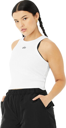 Alo Yoga Aspire Tank Top in White/Black, Size: XS