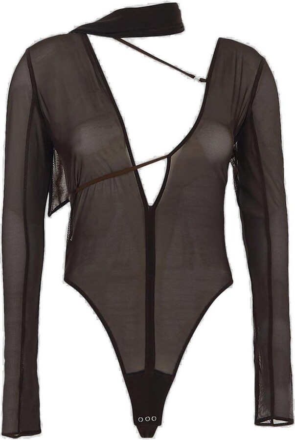 Jacquemus Le Body Abanaba Asymmetric Strappy Bodysuit