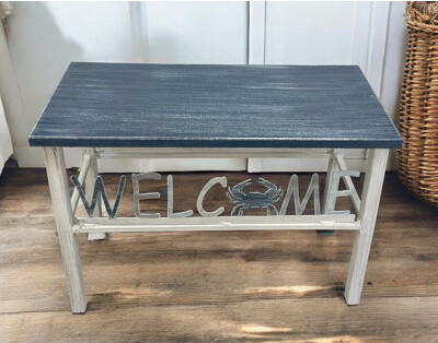 Dovecove 24 Plain Wooden Top Welcome Bench w/Turtle Accent