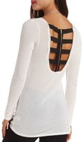 Thumbnail for your product : Charlotte Russe Cage-Back Sheer High-Low Top