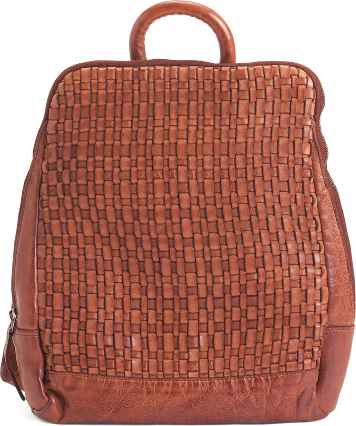 Vilenca Holland Leather Woven Top Handle Backpack - ShopStyle