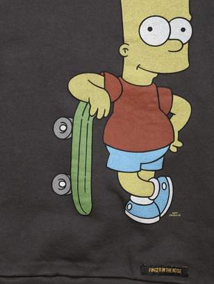 Finger In The Nose Bart Simpson Print Cotton Sweatshirt